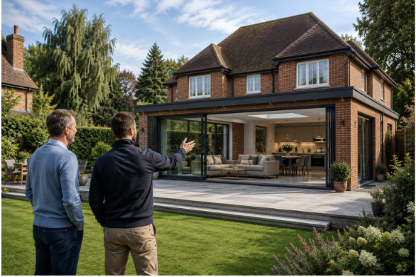 Homeowners viewing a construction project