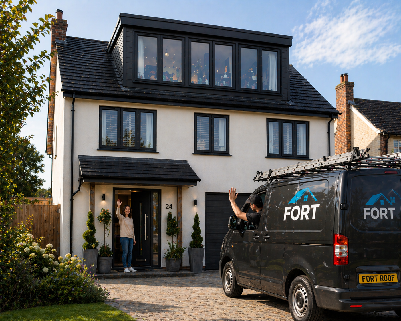 Homeowner welcoming a builder